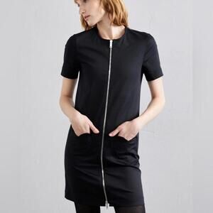 FRNCH XS Black Full Zip S/S Shift Dress